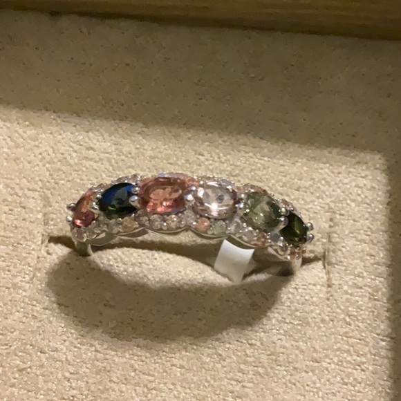 vintage Jtv docy814 9 ring .85CTW oval multi Tourmaline 50ctw round zirc… - Picture 4 of 8